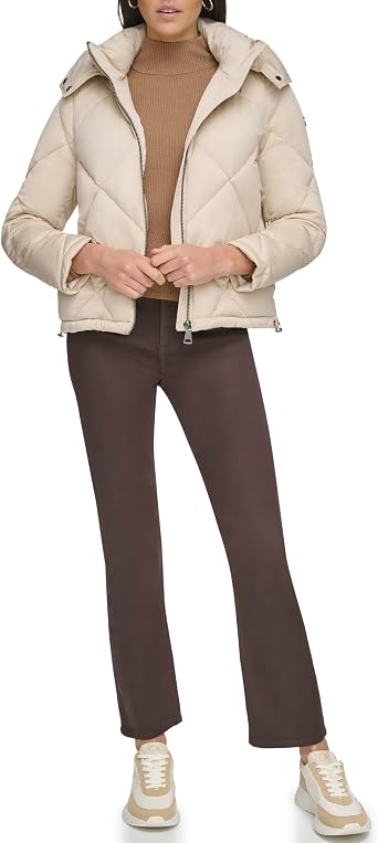 Calvin Klein Womens Quilted Puffer Jacket Down Coat