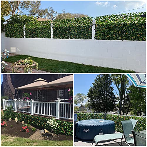 GLANT Expandable Fence Privacy Screen for Balcony Patio Outdoor,Decorative Faux Ivy Fencing Panel,Artificial Hedges (Single Sided Leaves) (2, Green-Light Yellow) - Thumbnail 7