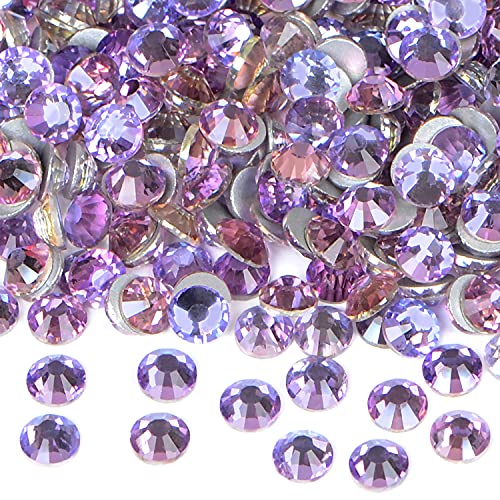 Image of 2880PCS Art Nail Rhinestones non Hotfix Glue Fix Round Crystals Glass Flatback for DIY Jewelry Making with one Picking Pen (ss6 2880pcs, Green Pink)