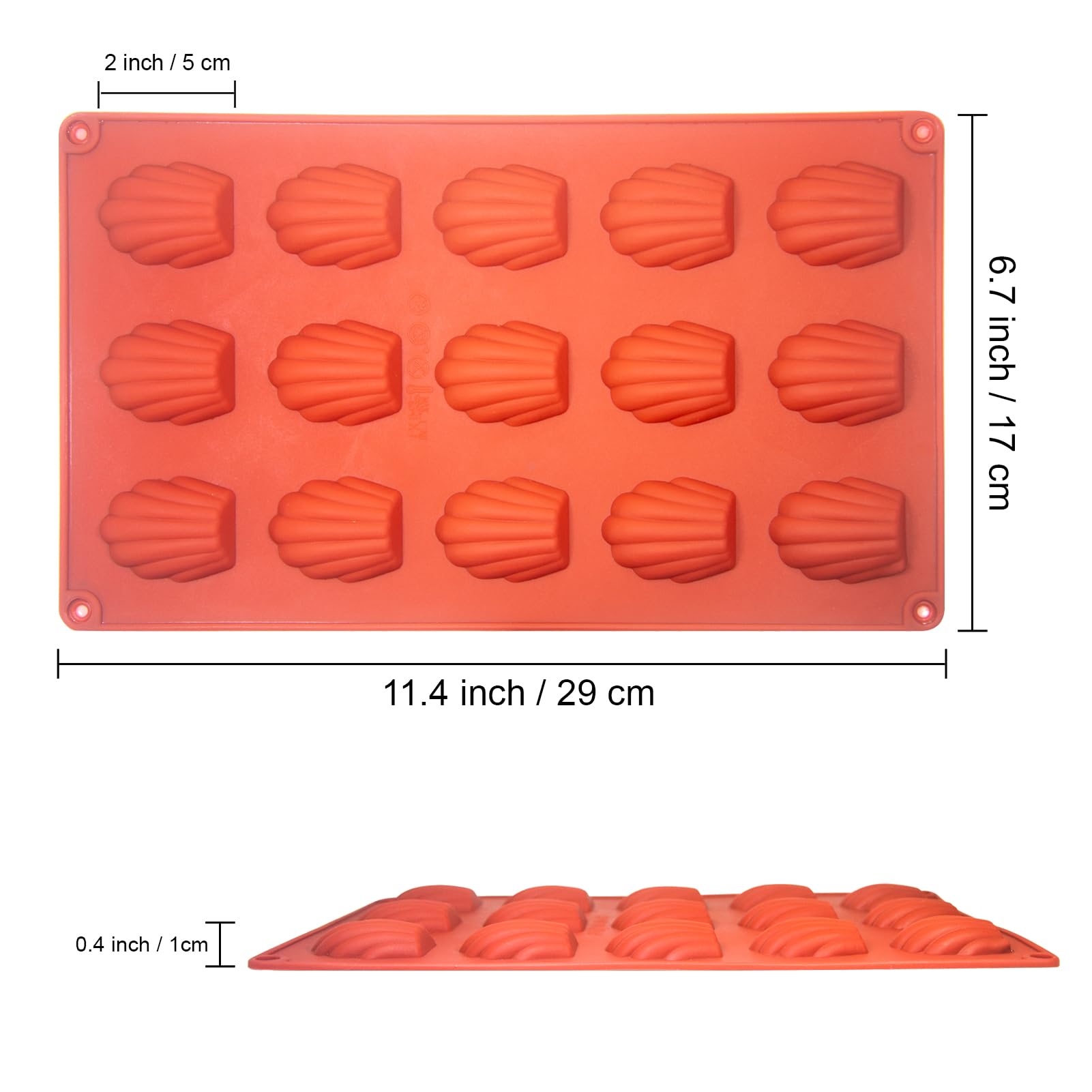 GlasFlength Molde Madeleine Silicona, 2 Piezas 9 Cavidades Moldes De Para Madeleines Con Cepillo Molde De Silicona Madeleines Para Madeleine Galletas Chocolate Caramelo Puddin (Púrpura