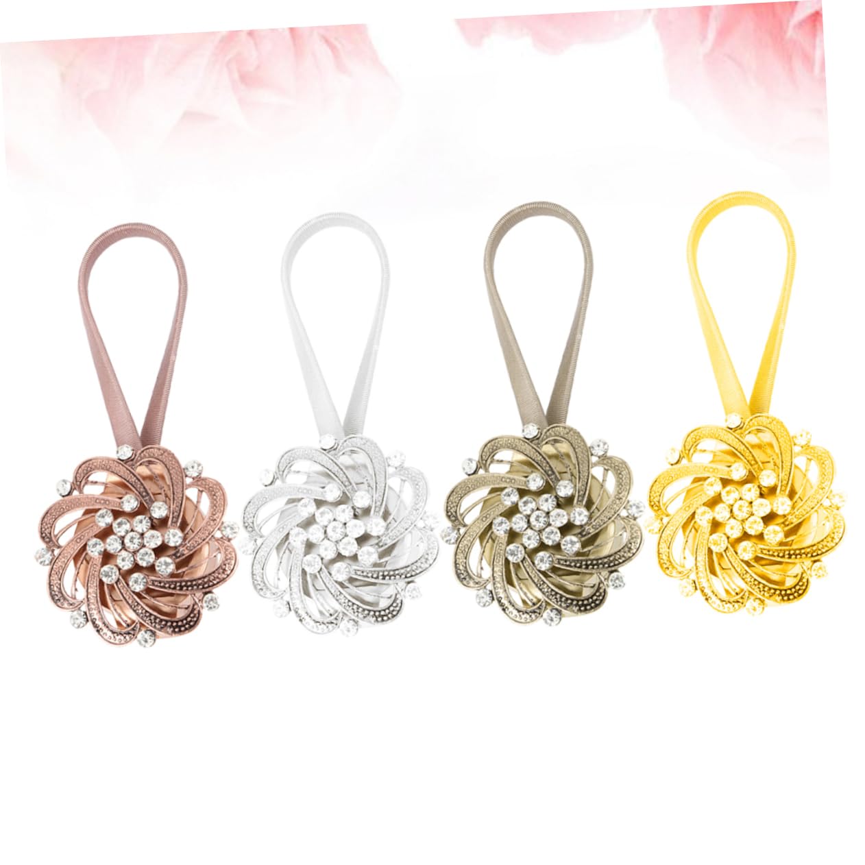 Amosfun 4 Embrasses Magnétiques pour Rideaux en Alliage, Fermoir en Strass, sans Perçage, pour Salon et Studio
