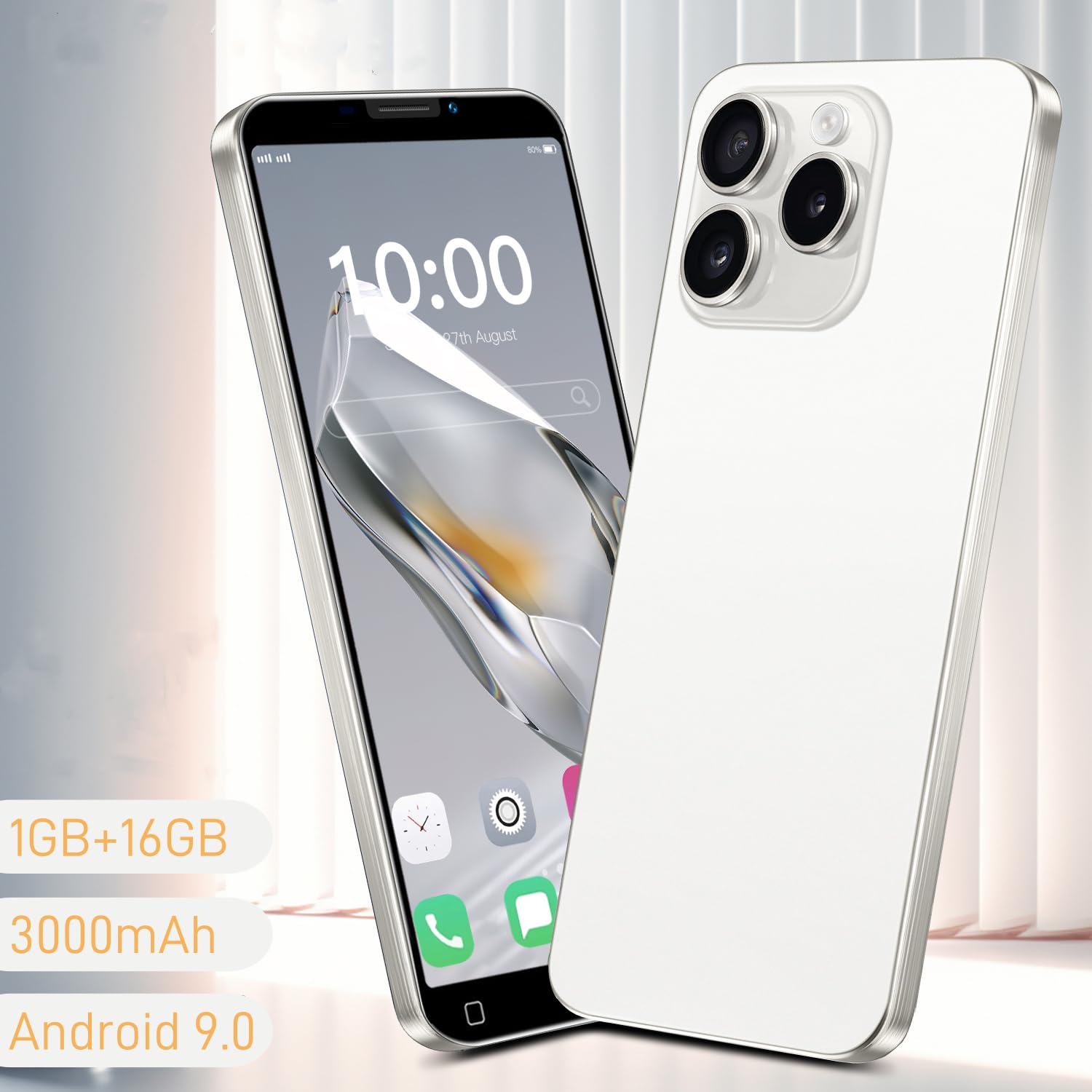 McMgc 3G Teléfono Barato, Pantalla IPS de 5.0 Pulgadas, 16GB ROM 128GB Ampliable, Android 9.0, Dual SIM, Doble Cámara (DP30 -White)