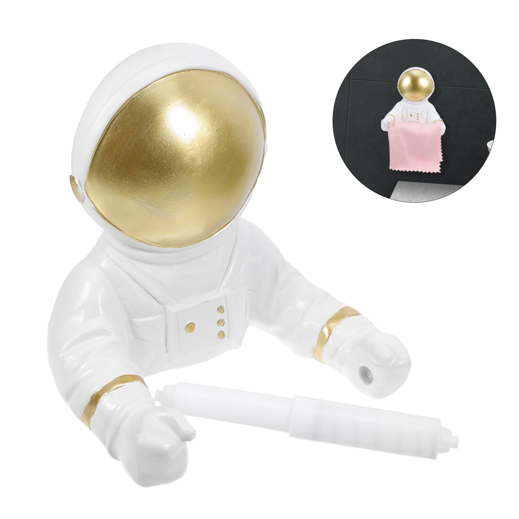 Soporte de Pared Astronauta de Resina Dorada para Rollos de Papel