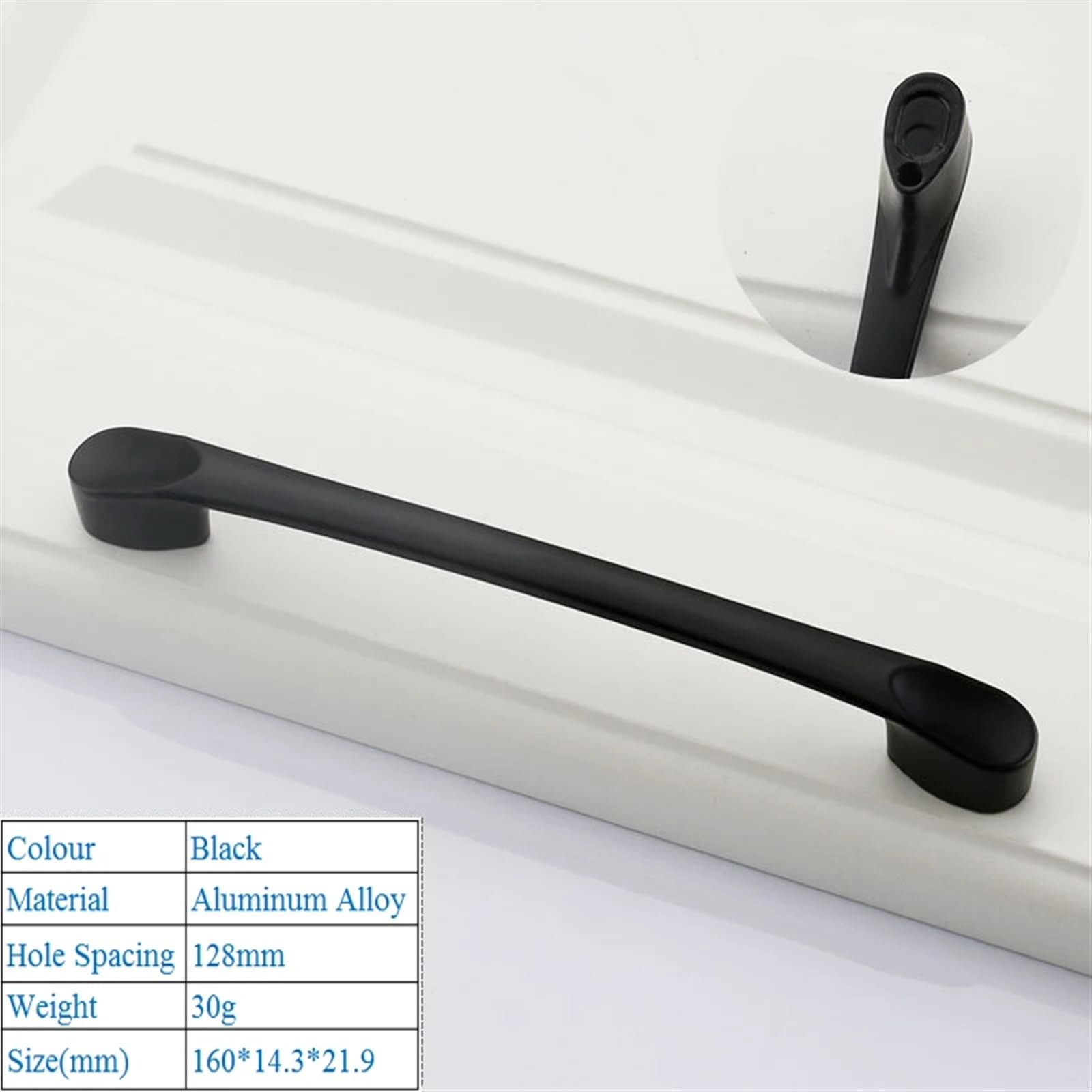 DFLPBHAV Solid Modern Simple Furniture Hardware Accessories Drawer Cabinet Door Handle American Black Cabinet Wardrobe Single Hole Knobs 1Pcs(Black 9002B-128mm)