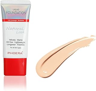 AQUAPURITY PHOERA Full Coverage Foundation New Formula Waterproof Long Lasting Oil Free Velvet Matte Liquid Foundation for Oily Skin Flawless Makeup Base Cream Concealer (102 Nude…)