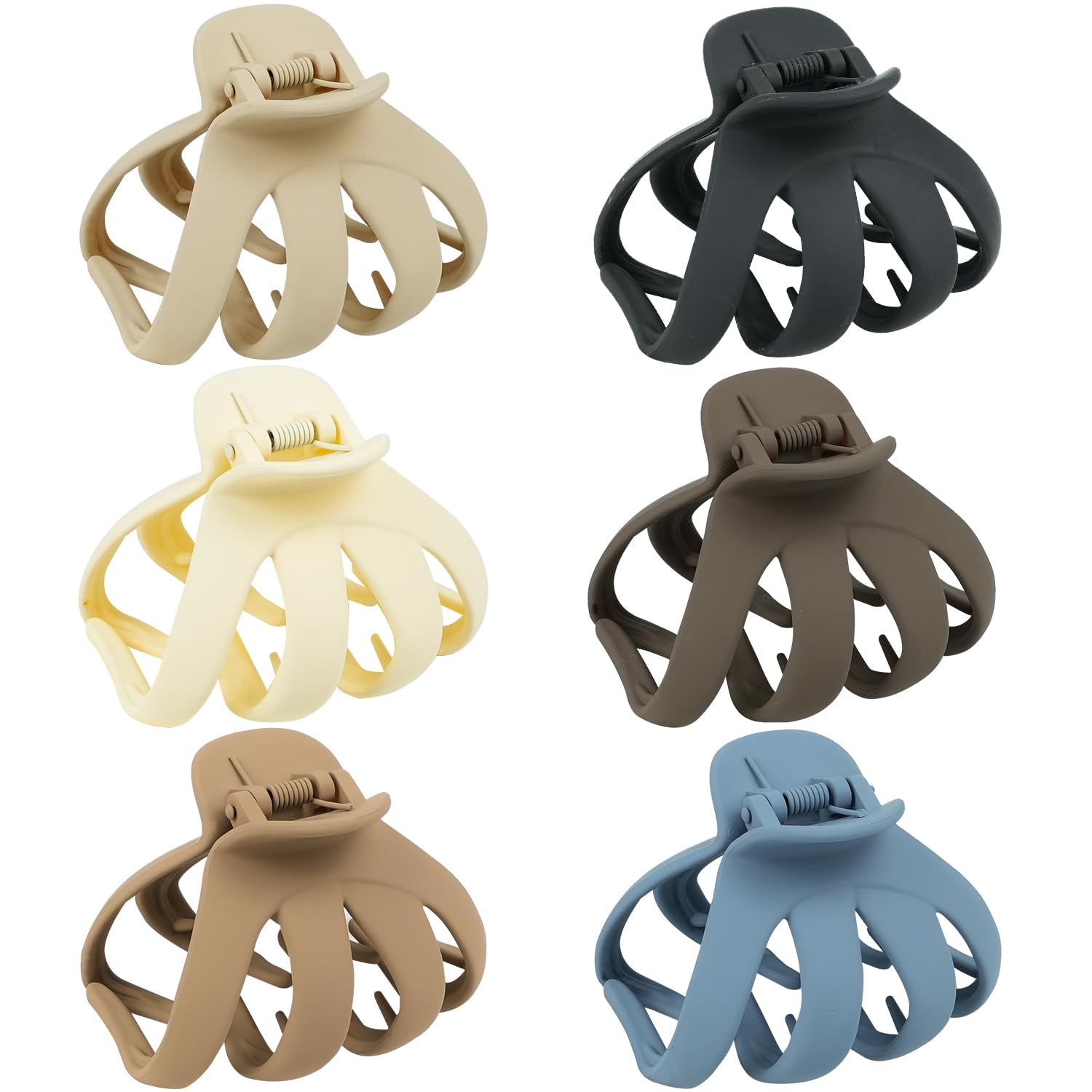 Big Claw Haarspangen für dickes Haar, 8,1 cm, matt, Krake große Clips für Frauen und Mädchen, starker Halt, Jumbo-Clips für alle Haartypen, 6 Stück (neutral)