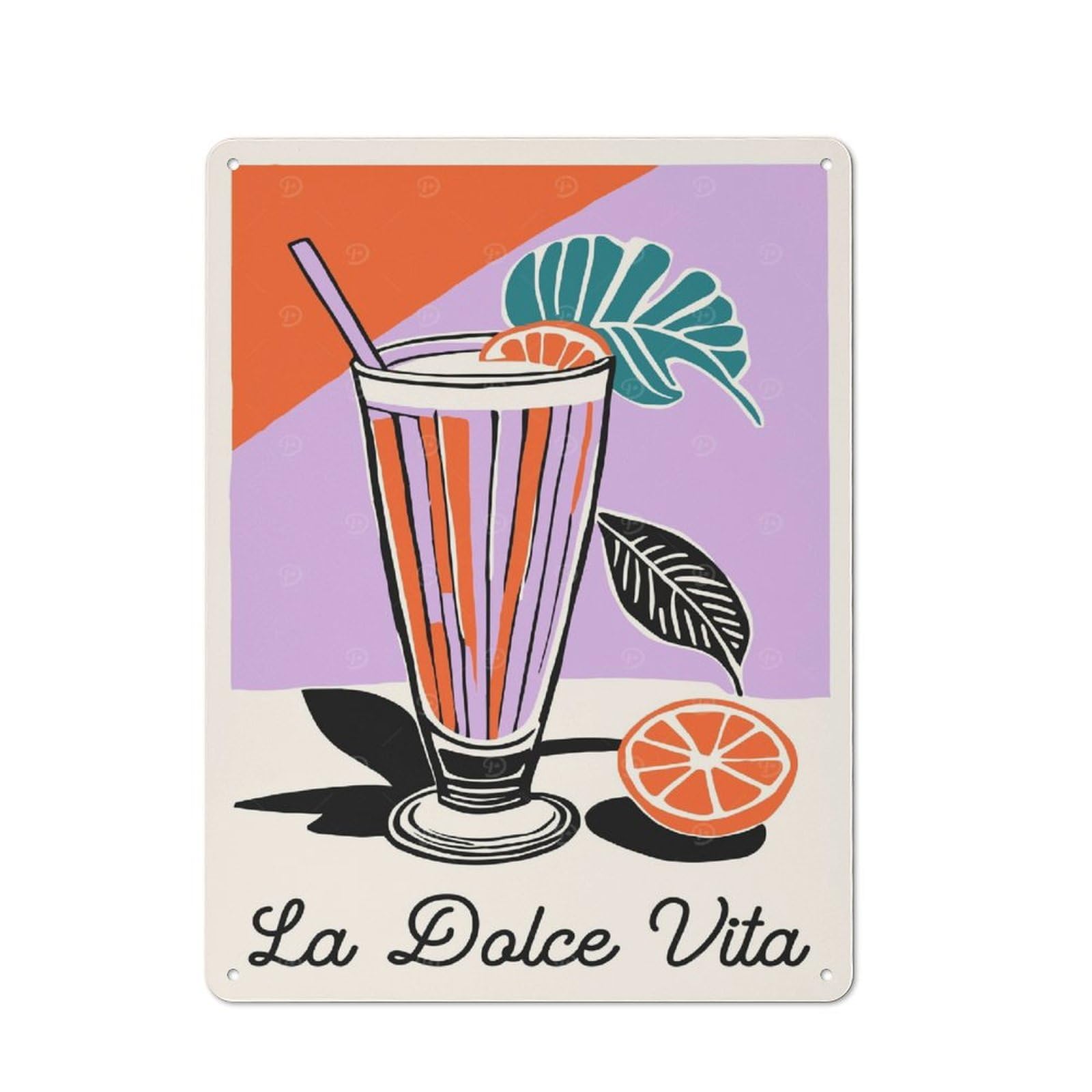Junmoney Style-2 Metal Wall Sign 40X30cm Featuring La Dolce Vita Purple For Garage Or Workshop, Suited To Diy Enthusiasts