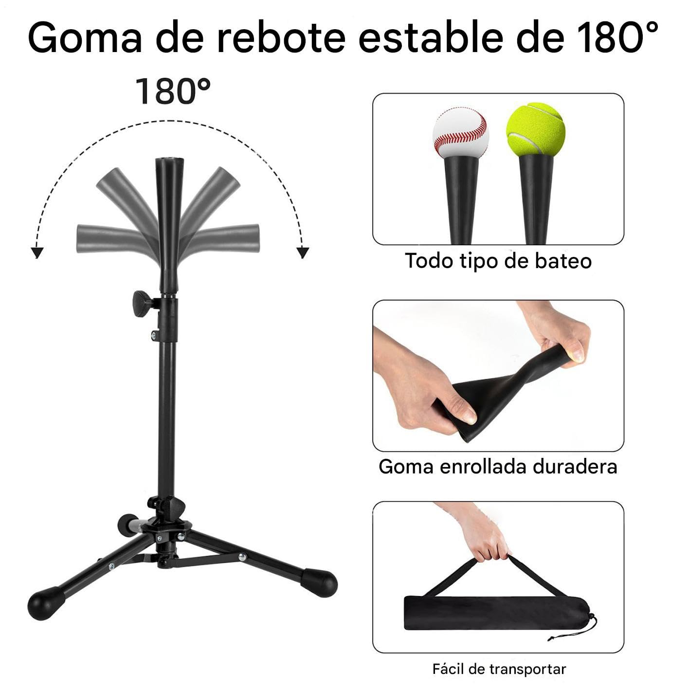 tee de béisbol Juvenil, Camisetas de béisbol para Golpear - Altura Ajustada T Ball Ball Batting tee - con el trípode de Soporte ergonómico de la Bolsa Reutilizable para el Lanzamiento de