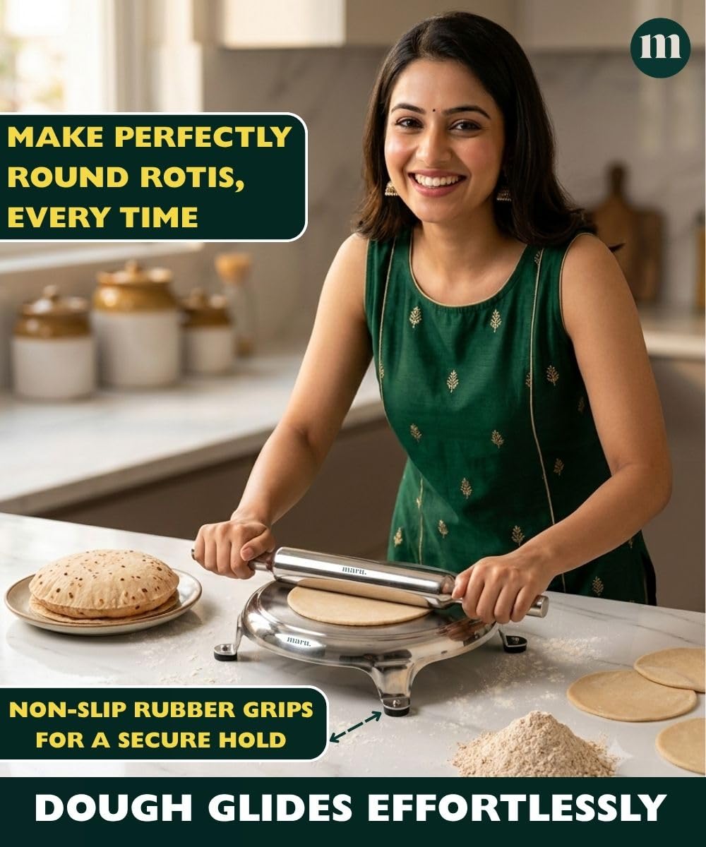MARU Steel Chakla Belan Set - Perfect Roti Rolling -4