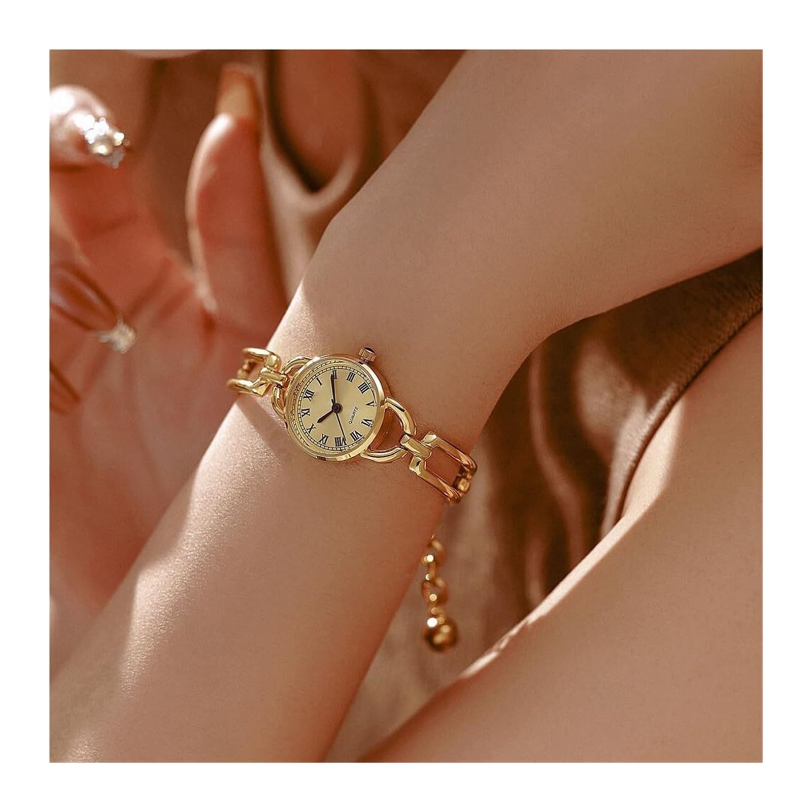 Montre à Quartz Vintage for Femme, Cadran Rond, élégante et raffinée, Bracelet à chaîne Ajustable