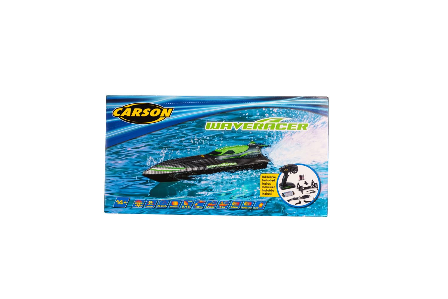 Carson Waveracer Brushless 2.4GHz 100% RTR – motoscafo RC radiocomandato, barca RC, giocattolo radiocomandato per bambini e adulti, incluso radiocomando.