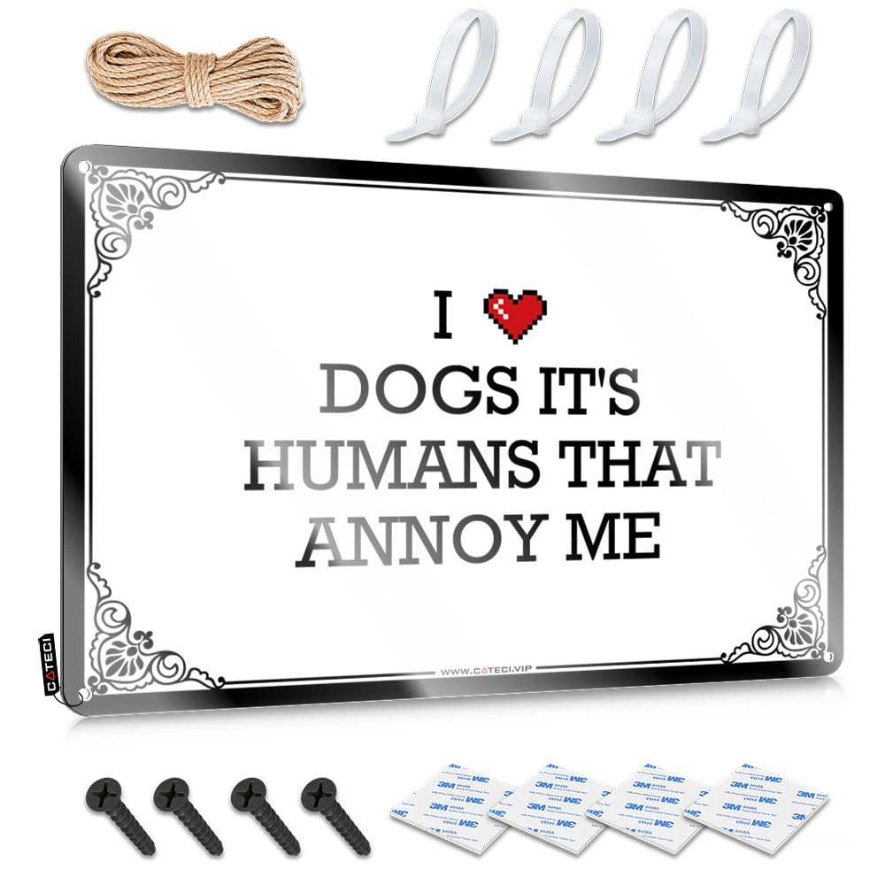 Fzfn Colour Bar Accessories And Decor Wall Signs Nice | I Love Dogs It's Humans That Annoy Me Classy Backyard Bar Decoration(30X40cm)