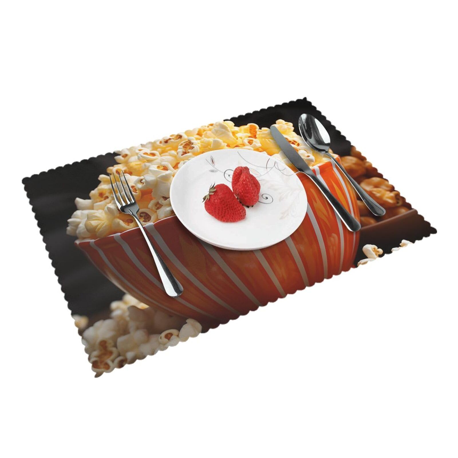 Placemats Set of 4 Heat Resistant Woven Place Mats for Dining Table Popcorn Placemats Washable Wipeable PVC Table Mats Indoor/Outdoor Place Mats for Party Kitchen Decor 30x45 cm