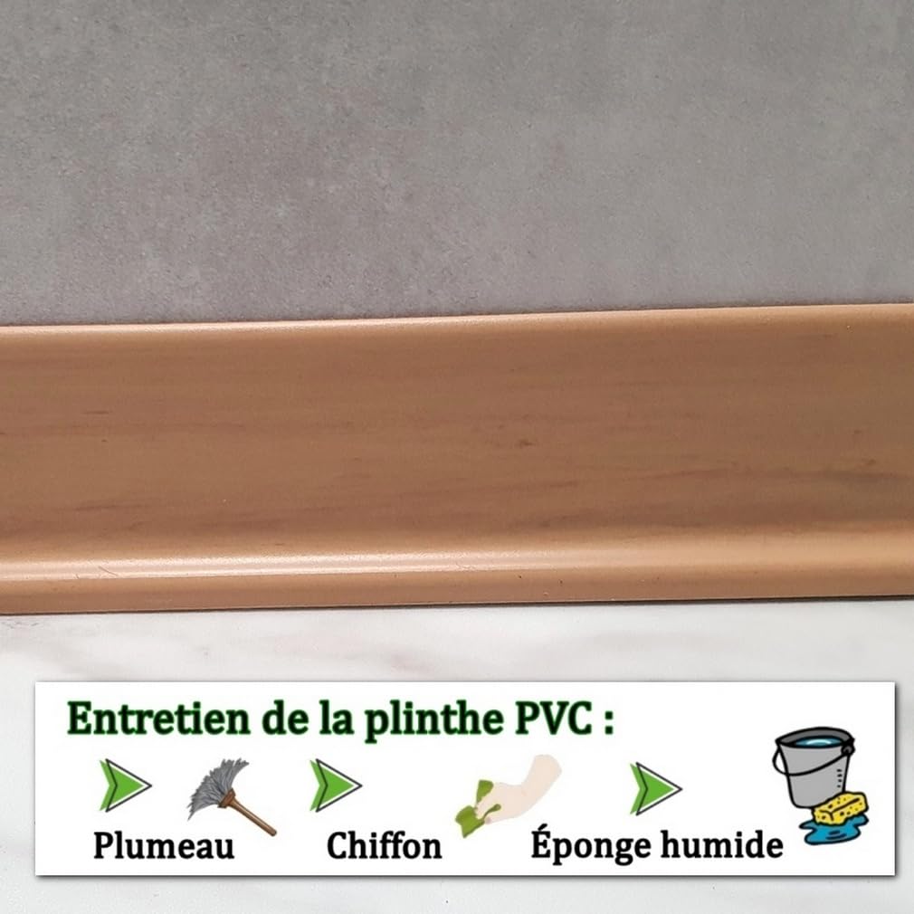 MadeInNature, Rodapié suave de PVC de alta calidad, blanco, gris claro, gris oscuro, negro, altura 70 mm, longitud a elegir (roble claro, 14 ml)