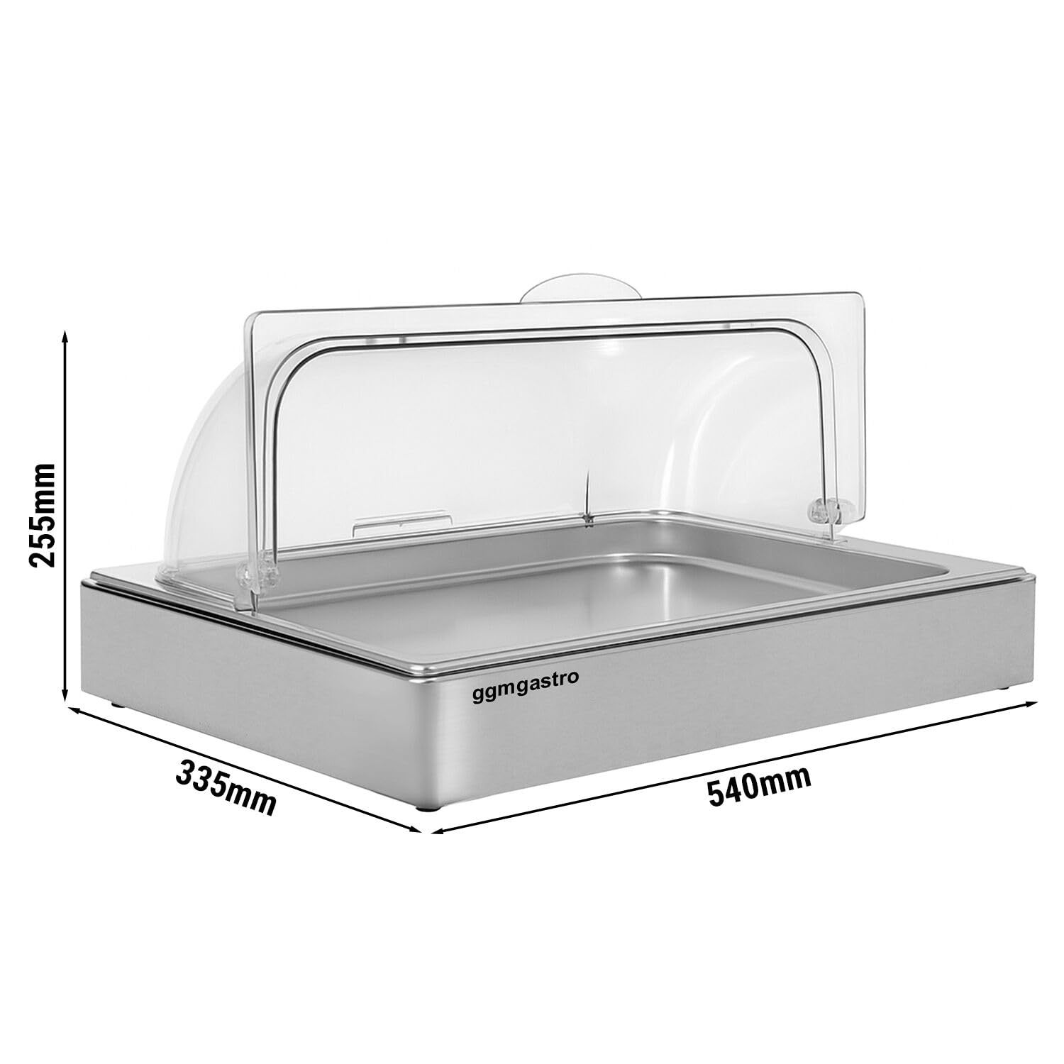 GGM Gastro Rolltop-Haube 1/1 GN 540x335x255 mm | Professionelle Lebensmittelpräsentation, inklusive Kühlfunktion, hygienisch, zeitsparende Reinigung, sofort einsatzbereit