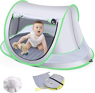 Large Baby Beach Tent, Pop Up Portable Toddler Camping Tent for Beach with Mosquito Net, Travel Beach Outdoor Sun Shade Te...