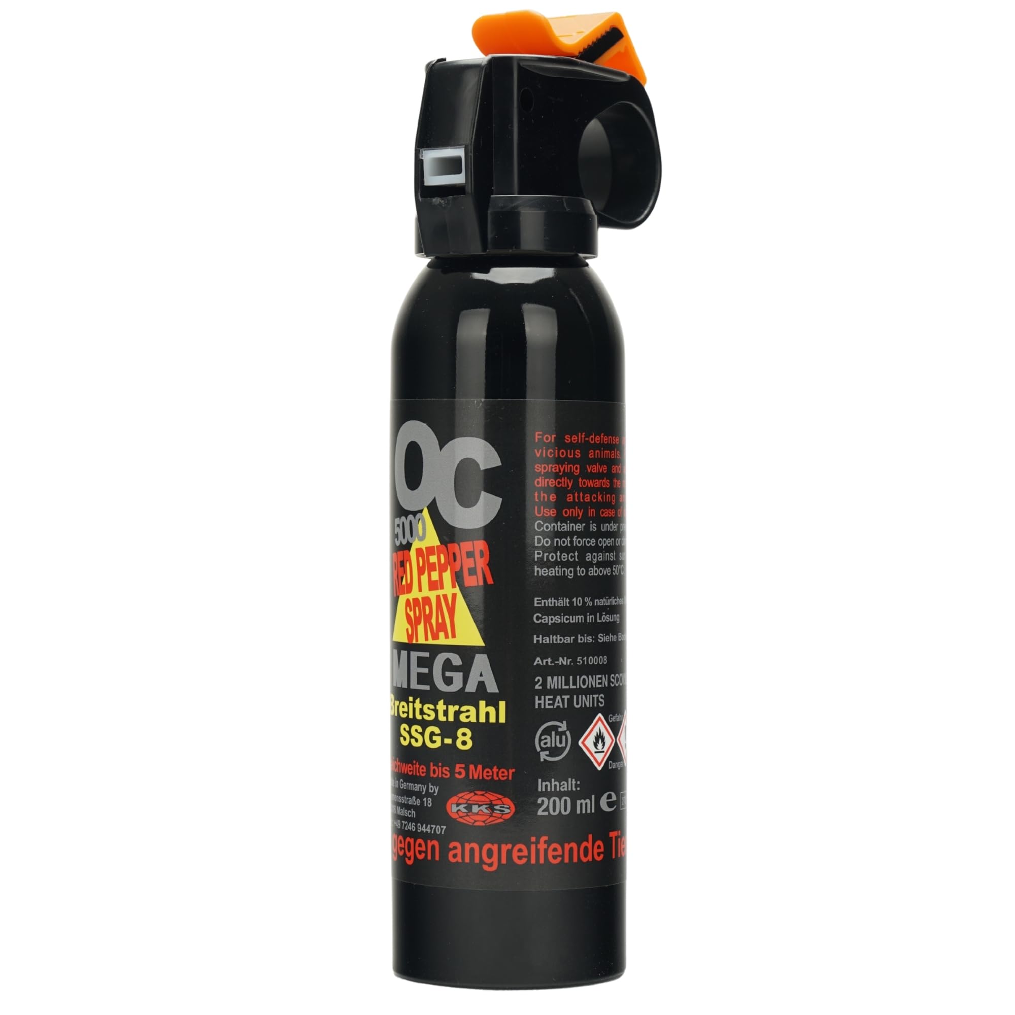 Pfefferspray OC 5000 Breitstrahl mit Fingergriff 150ml 200ml zur Tierabwehr 1 Mio. Scoville