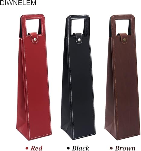 Miniatura 4 de DIWNELEM Paquete de 2 bolsas de cuero para vino, bolsas de regalo de vino de cuero, bolsa de vino, bolsa de botella de cerveza de champán, bolsas de