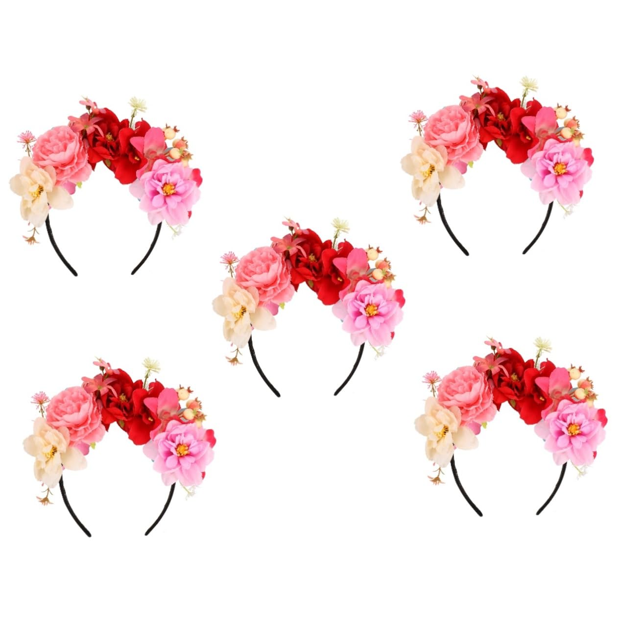 VICASKY 5pezzi Coroncina Di Fiori Elegante Con Fiori Artificiali Regolabili Per Sposa e Feste Accessorio Per Cerimonie e Fotografie Design Chic Per Eventi e Cerimonie Speciali