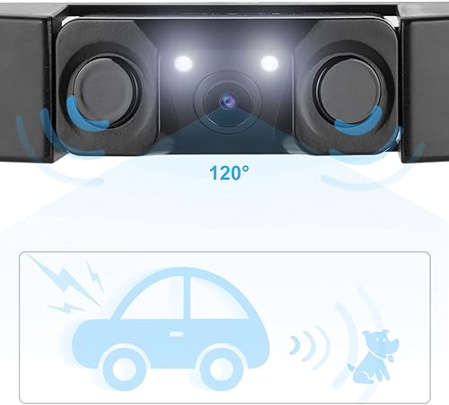 Miniatura 7 de Kit de sensor de respaldo de cámara de copia de seguridad 3 en 1 Marco de matrícula de coche Sensor de estacionamiento radar retrovisor cámara de