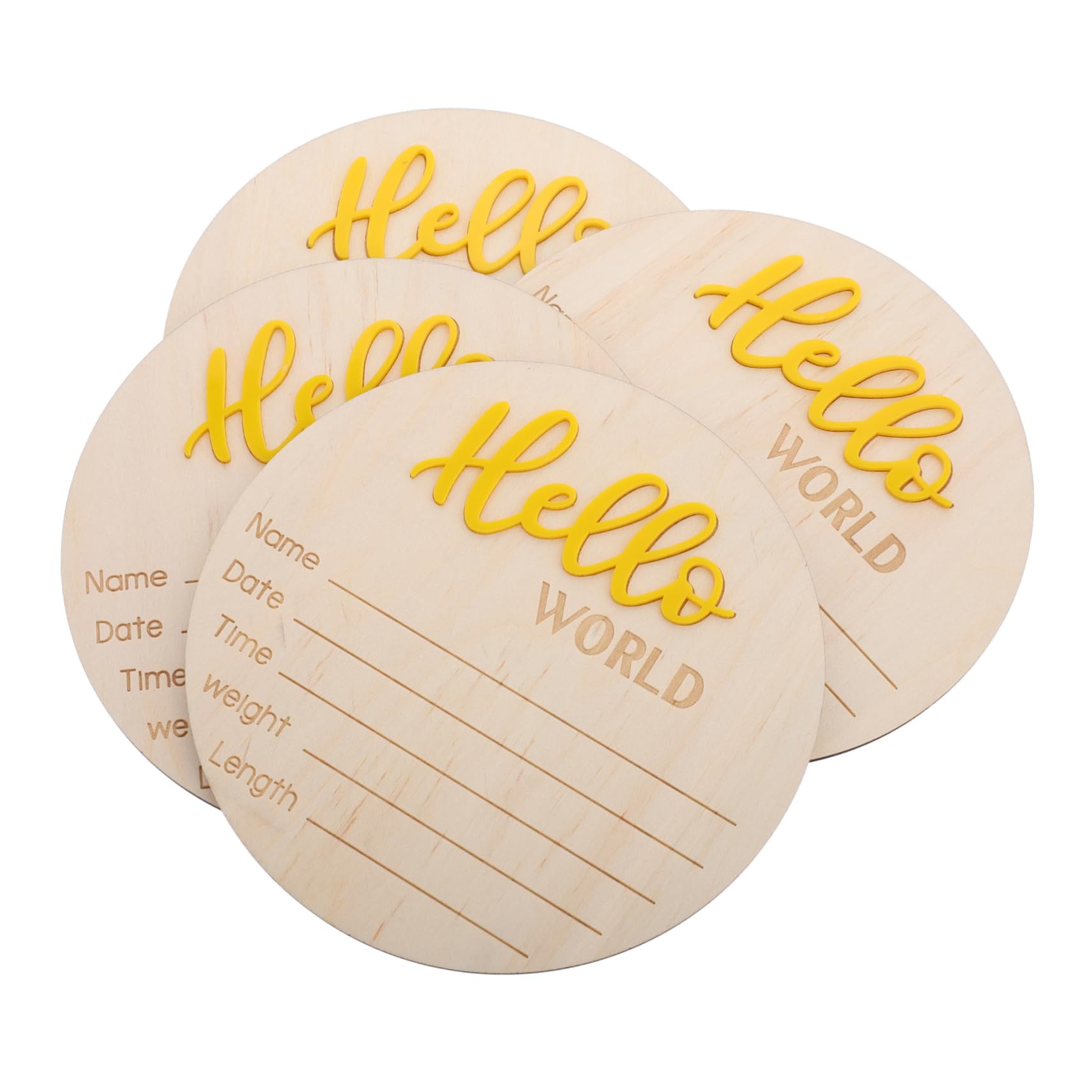 HEMOTON 4pcs Baby Arrival Sign Card Wooden Newborn Nameplate for Baby Shower Birth Announcement Rustic Nursery Decor