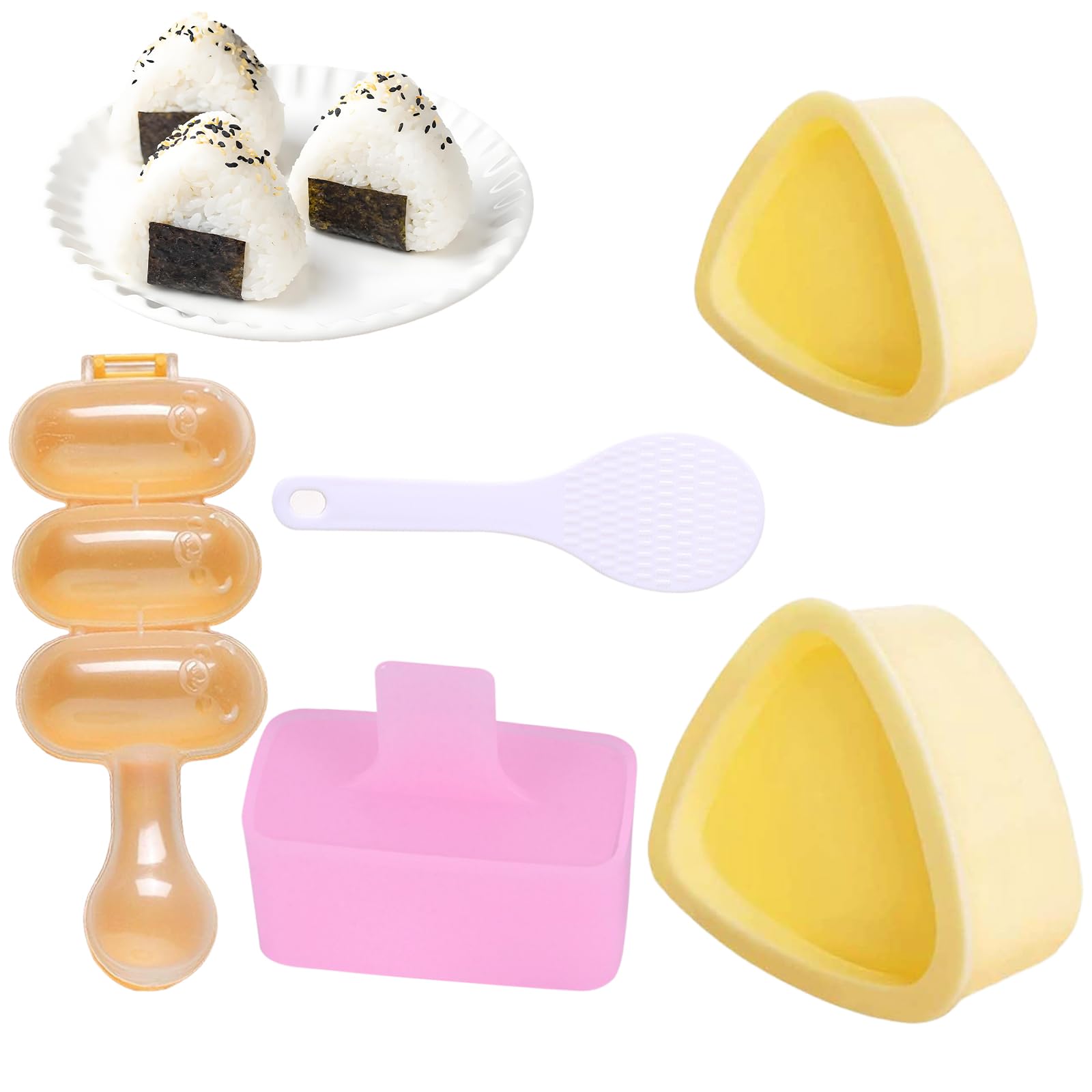 5 Pcs Onigiri Mould kit,Sushi Maker Sushi kit Rice Mould Onigiri Wrapper Suitable for Preparing lunchboxes Making Quick Snacks Serving at Parties or Gatherings Creating Themed Onigiri for Events
