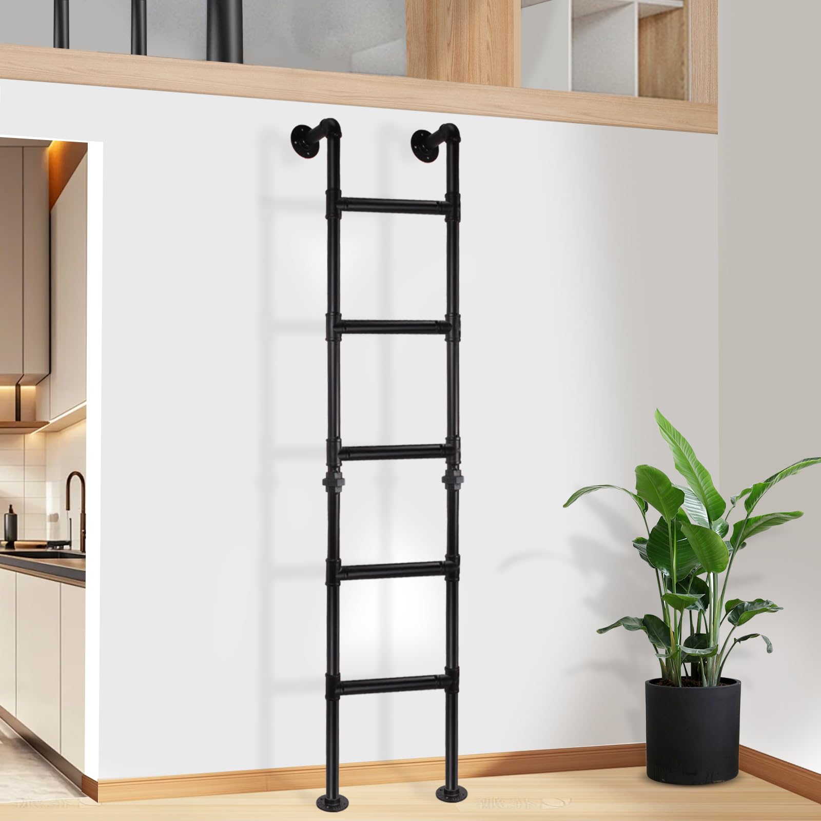 Escalera de 5 peldaños montados desde la pared al suelo, robusta escalera de salida para ventana de sótano, escalera de escalada para ático, dormitorio, cubierta, autocaravana, capacidad de carga 150
