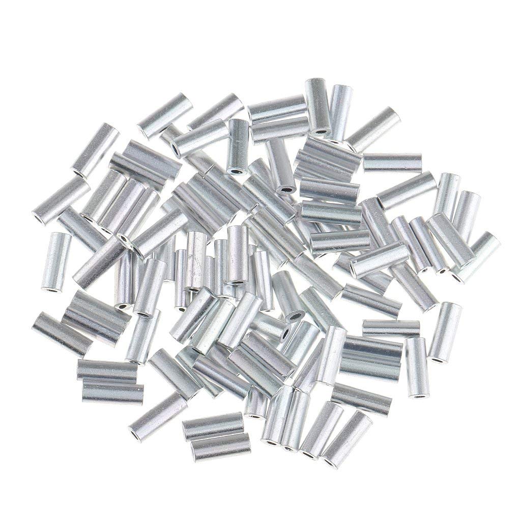 Guaina per filo da pesca, diametro interno 1,0 mm - 1,5 mm, per crimpare singolo barilotto in alluminio, kit per attrezzatura da pesca (100 pezzi)