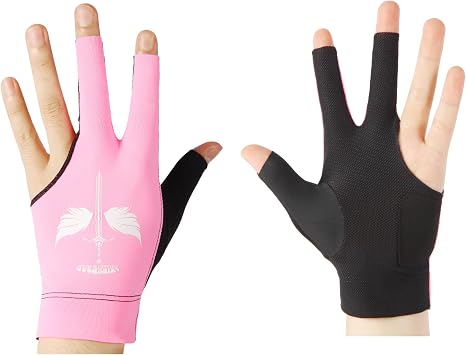 ANIMSWORD Breathable and Comfortable Billiard Pool Gloves Fits on Left Hand or Right Hand 3 Finger for Snooker Cue Sport Glove.