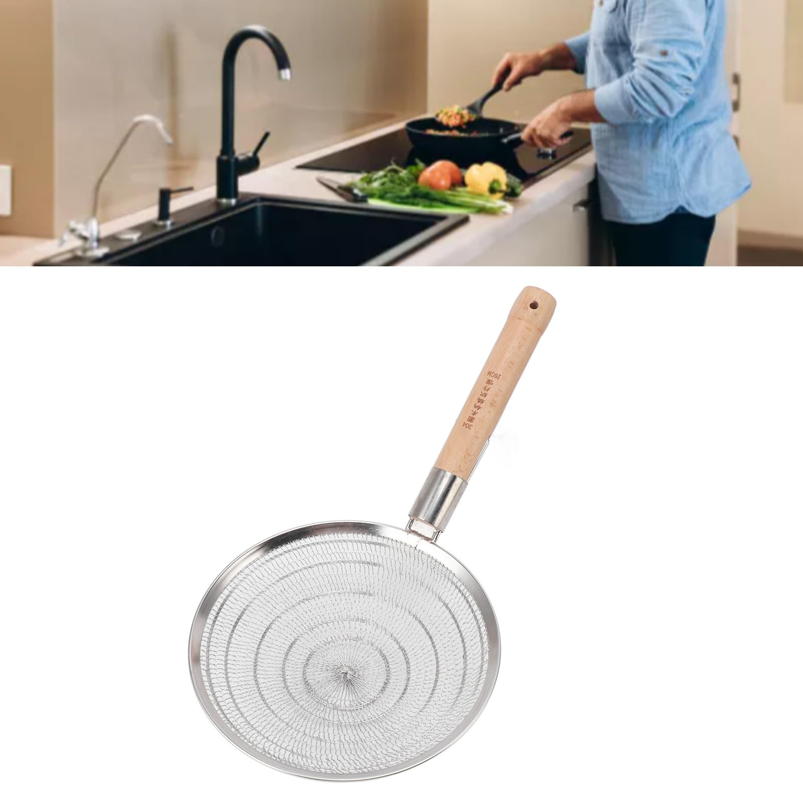 Set 3 Cucchiai Forati In Acciaio Inox - Scolapasta A Ragno Per Frittura E Pasta, Con Manico Silicone - Foto 3