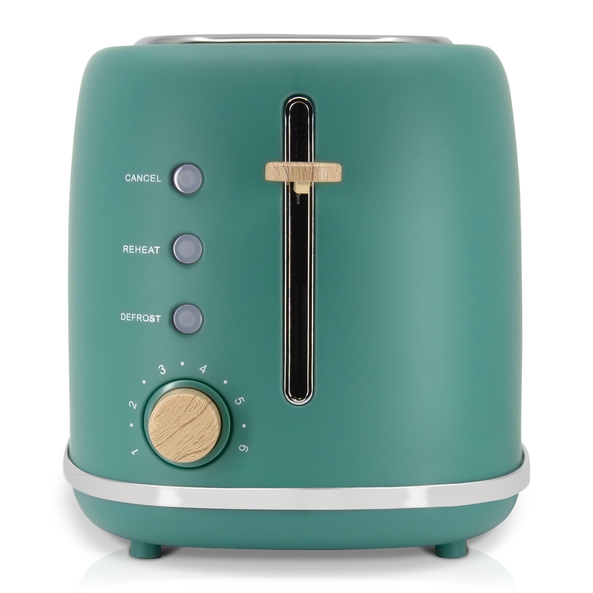 briebe Nordic Ensemble Grille Pain 2 Fentes Tranches Larges, 6 Niveaux de Dorage + Bouilloire Induction Sifflante 2,3L, Acier Inoxydable, sans BPA, Pack Petit Déjeuner, Design Nordique, Vert