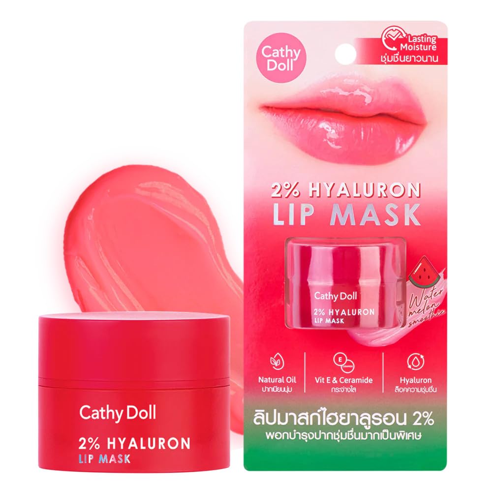 Kairvi Cathy Doll 2% Hyaluron Lip Mask – Watermelon Smoothie Flavor – Deep Moisture Lip Treatment with Vitamin E & Ceramide – 10g