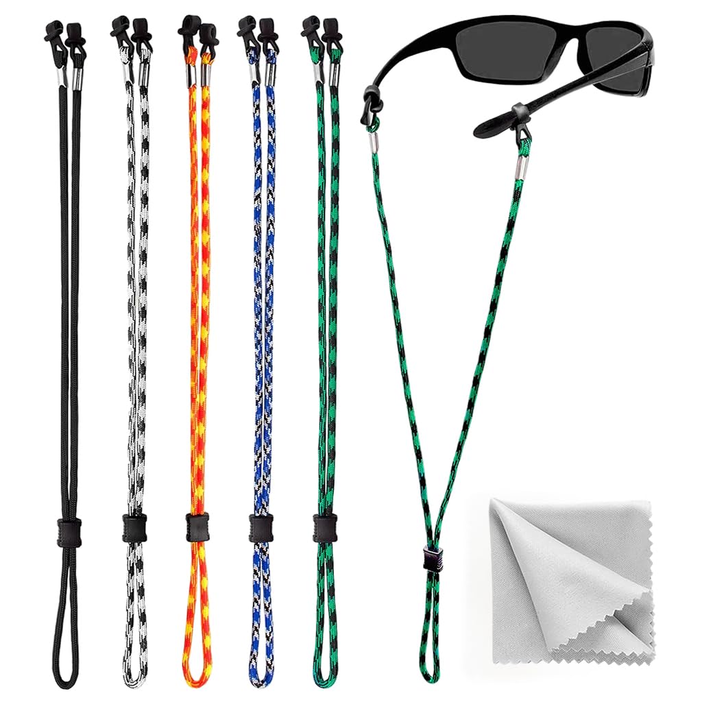 palay® 5pcs specs holder glasses strap anti-slip specs chain with microfiber cloth eye glasses holders around neck cord adjustable sunglass strap sports eyeglasses string holder strap-multicolor