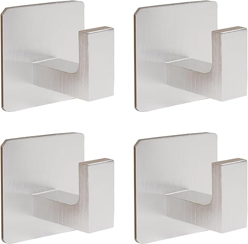 Miniatura 1 de Vanloory Ganchos para toallas de baño, paquete de 6 ganchos cuadrados autoadhesivos para abrigos, gancho resistente para bata sin perforaciones,