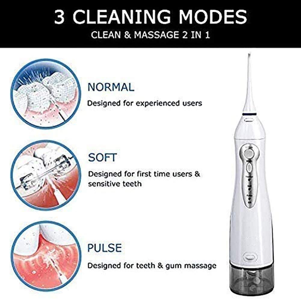GeRRiT Irrigatore Orale Dentale Cordless, flosser Impermeabile IPX7 IPX7 Portatile e Ricaricabile for casa e Viaggi, Bretelle e Bridges Cura, 3 modalità