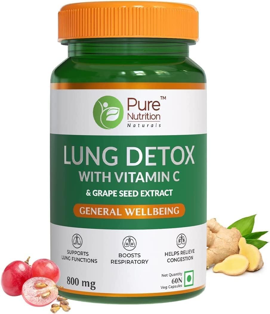 SENTAPure Nutrition Lung Detox Supplement with Natural Herbal Blend of Vitamin C, Grapeseed & Vasaka Leaves Extract | Lung Cleanser for Detoxification of Lung and Immune Defence - 60 Veg Capsules