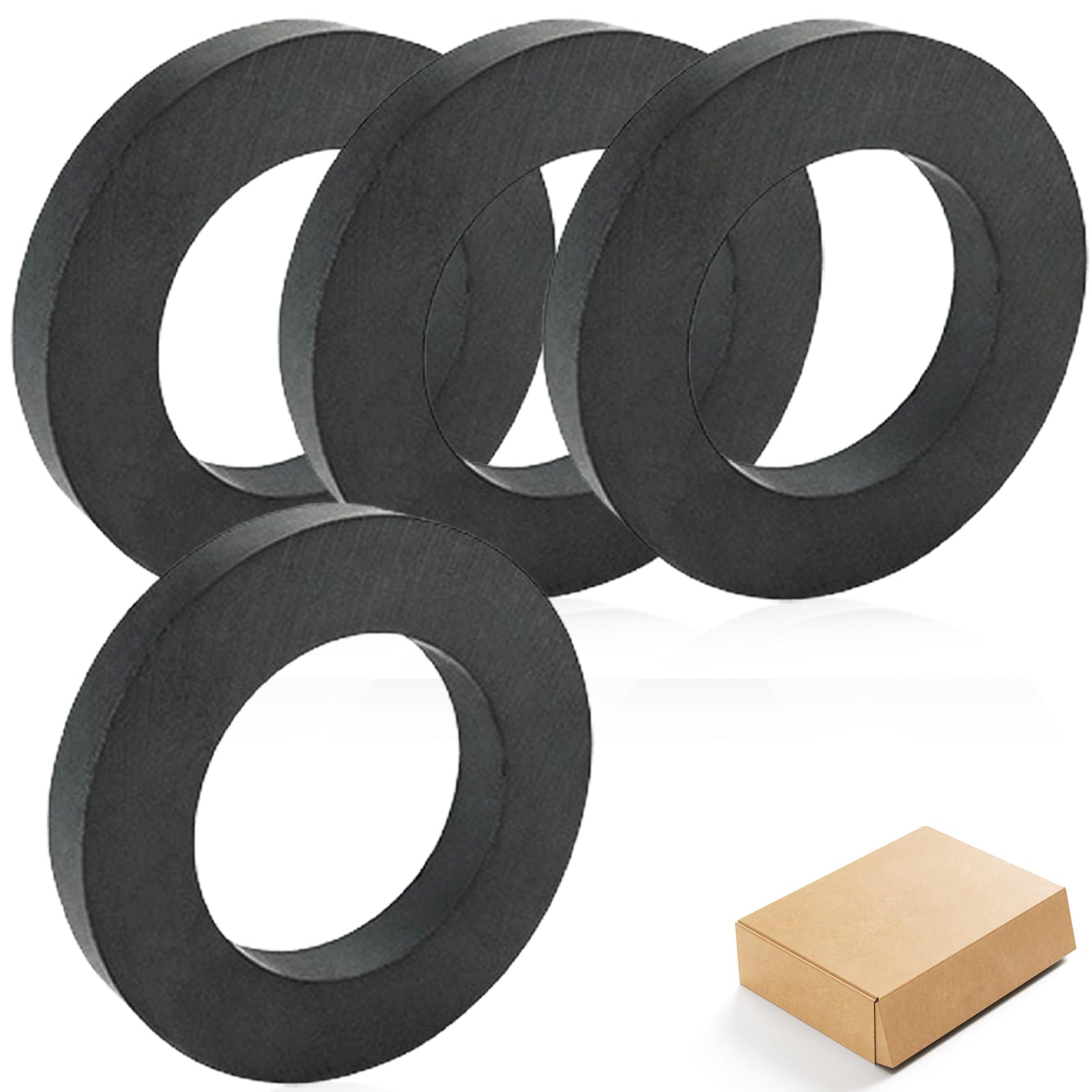 4 unidades de imanes para anillos: diámetro de 70 mm x 32 mm x 15 mm, anillo de ferrita con agujero, resistente anillo magnético con agujero para industria, bricolaje, manualidades, proyectos de