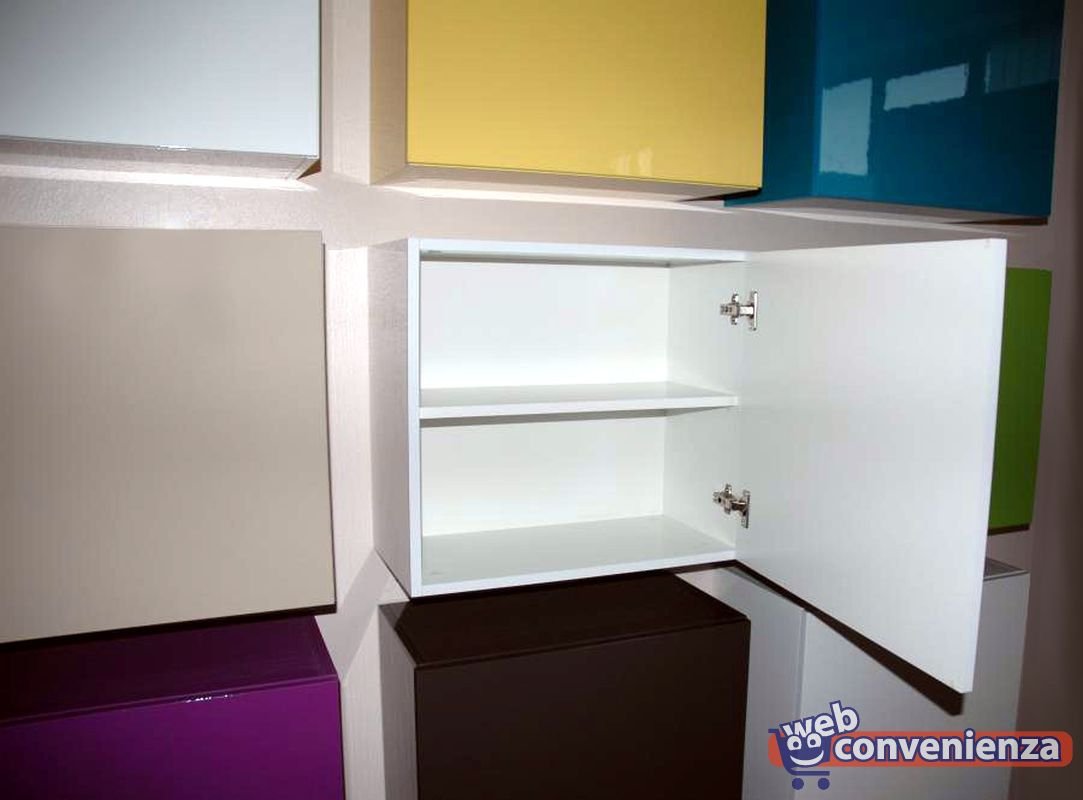 Web Convenienza Box 3 B Bianco Lucido Parete Attrezzata Soggiorno Moderna