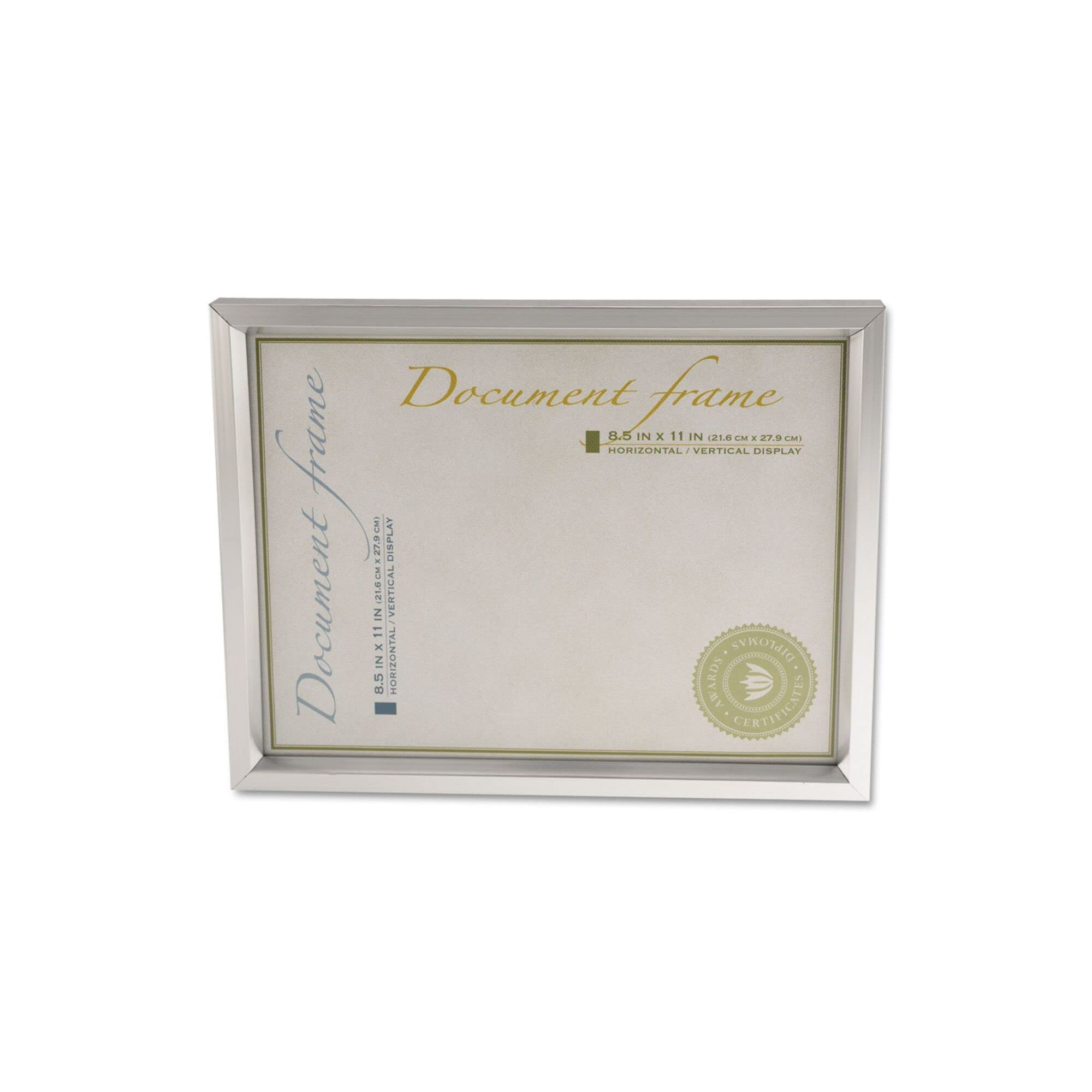 Universal UNV76853 8.75 in. x 11.25 in. Easel Back Plastic Document Frame - Metallic Silver