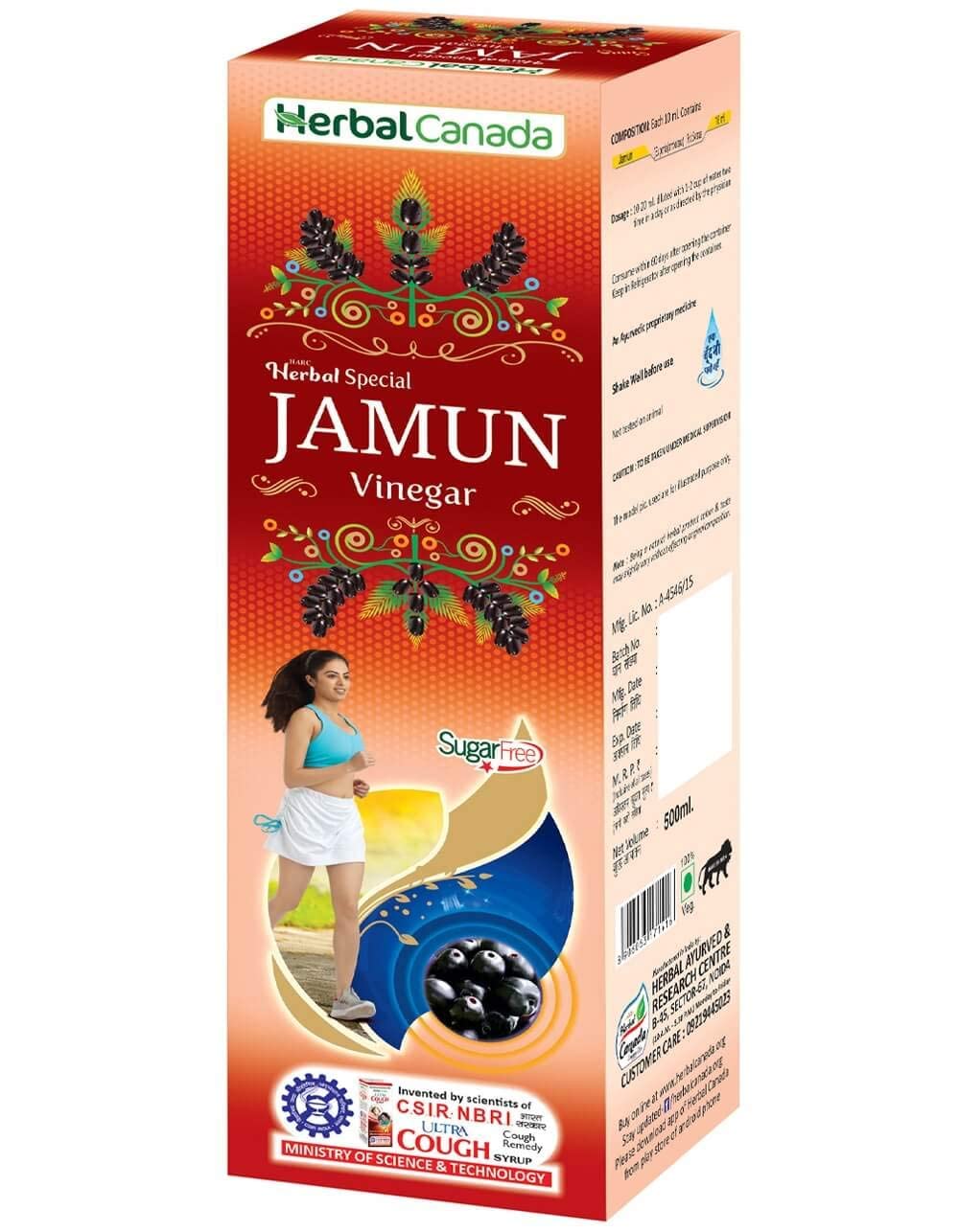 CROW Herbal Canada JAMUN ocet 500 ml, naturalny organiczny surowy ocet jabłkowy (sirka) z matką, wzmacniacz energii, wzmacniacz metabolizmu, poprawia trawienie, wspomaga zarządzanie wagą