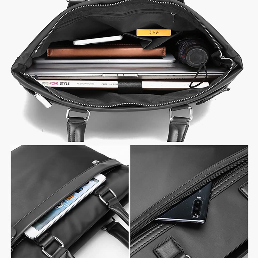 WAYTEX 71012 Borsa porta documenti e computer portatile con tasca Tablet Borsetta Manicotti in similpelle Nero, Nero
