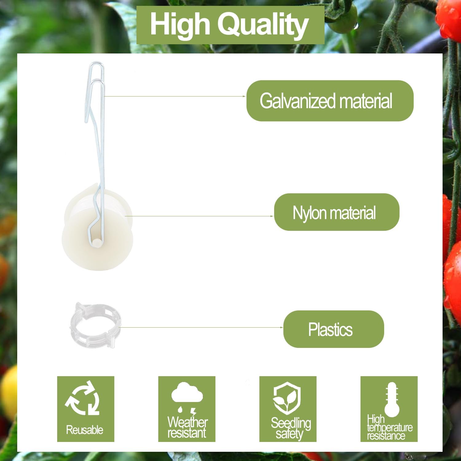 40 Pack Tomato Roller Hooks with 49.2FT String, Greenhouse Trellising Kit for Tomato,Plant, Greenhouse,Flower Vine Twine Crop Trellis Kit Plant Roller Trellis Hook