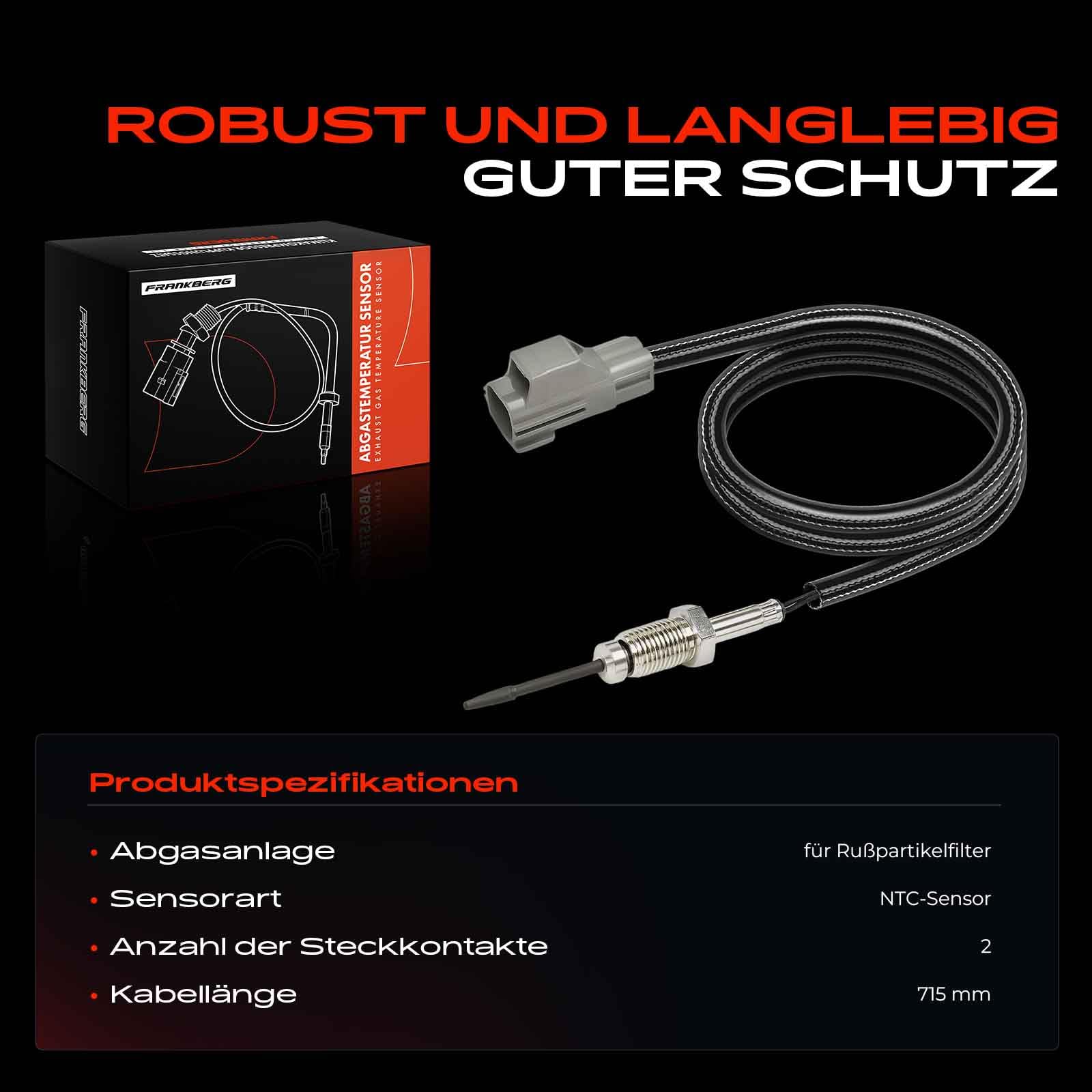 Frankberg Abgastemperatursensor Abgassensor Kompatibel mit Fiesta VI CB1 CCN Ecosport Focus III Turnier Galaxy WA6 B-Max JK C-Max II DXA/CB7 DXA/CEU Replace# 1681282