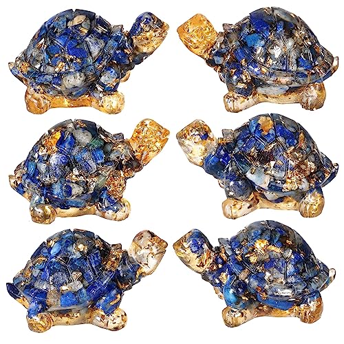 mookaitedecor Set of 2 Resin Lapis Lazuli Crystal Turtle Tortoise Ornament Home Desk Decor - Image 3