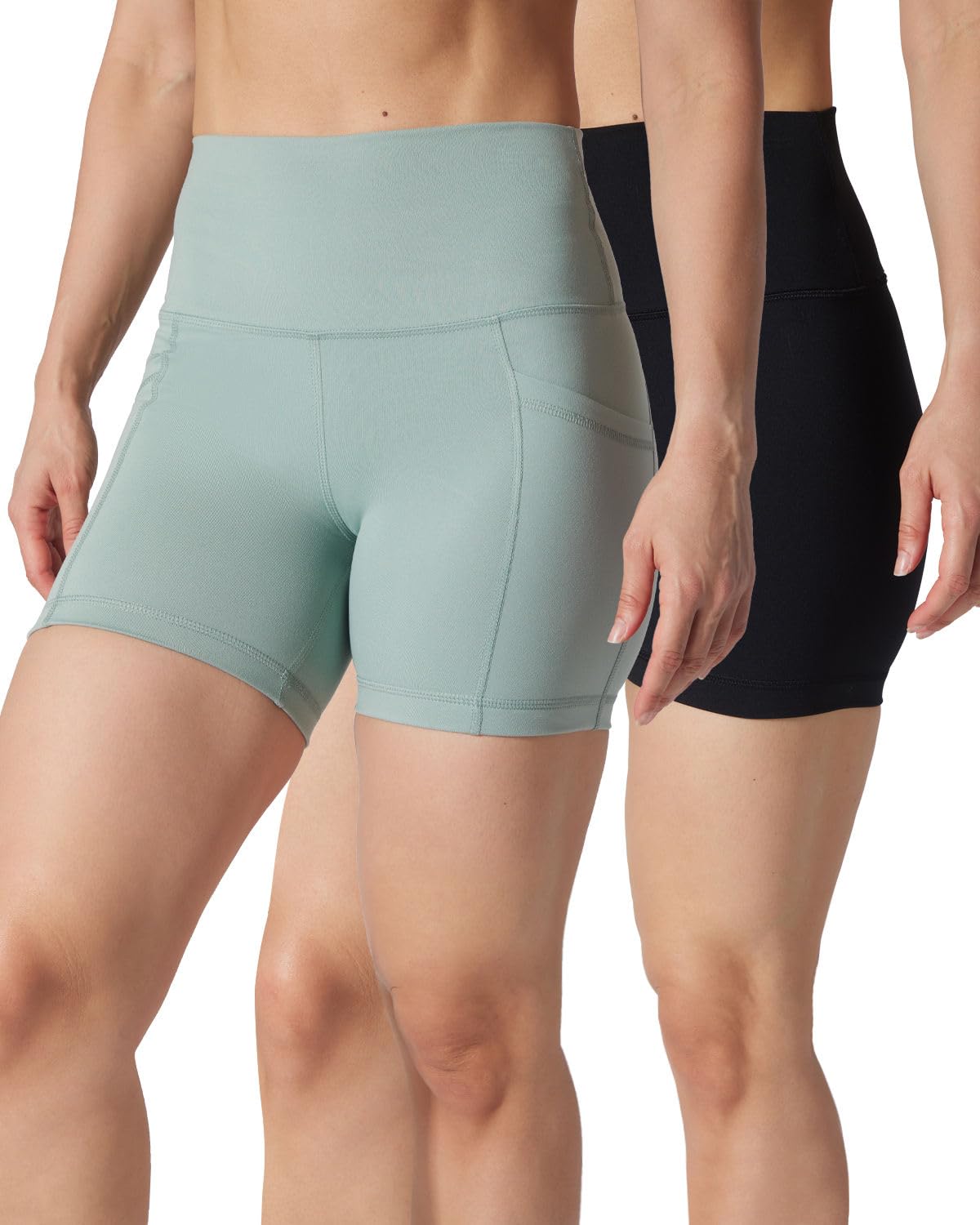 90 Degree By Reflex Womens High Waisted Biker Shorts Ribbed Workout Yoga Running Tummy Control Spandex Short