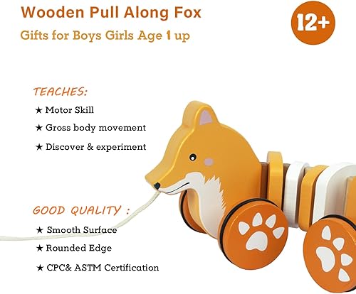 Miniatura 9 de Coche de juguetes para bebés, juguete de madera para niños pequeños, juguete de desarrollo para niñas de 1 año, regalo de cumpleaños (perro)