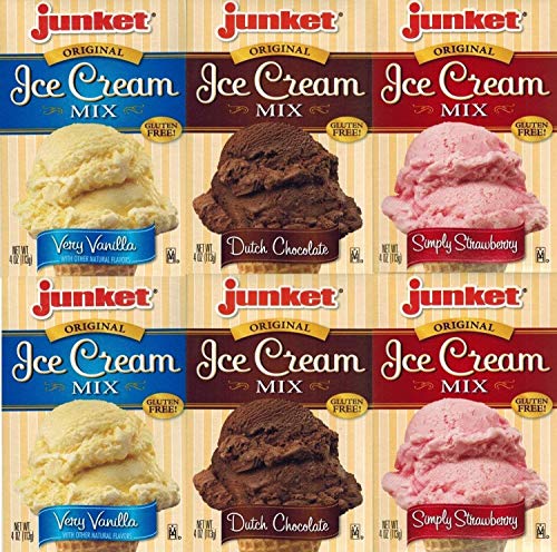 Junket Ice Cream Mix Bundle - 2 Vanilla, 2 Chocolate, 2 Strawberry