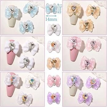 Amazon.co.jp: LOYELEY ネイルパーツ リボン 約30個セット 6色 蝶結び