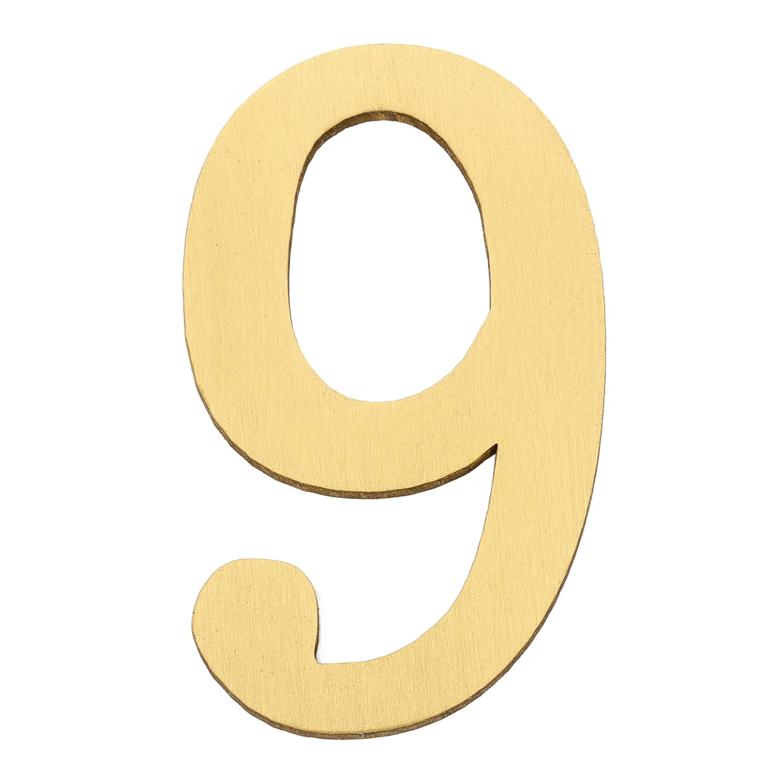 sourcing map House Numbers for Outside, 2.8 Inch Solid Brass House, Self Adhesive Mailbox Numbers, Metal Address Numbers for Door, Apartment, Office,Brushed Finish, Easy to Stick(Number 9)