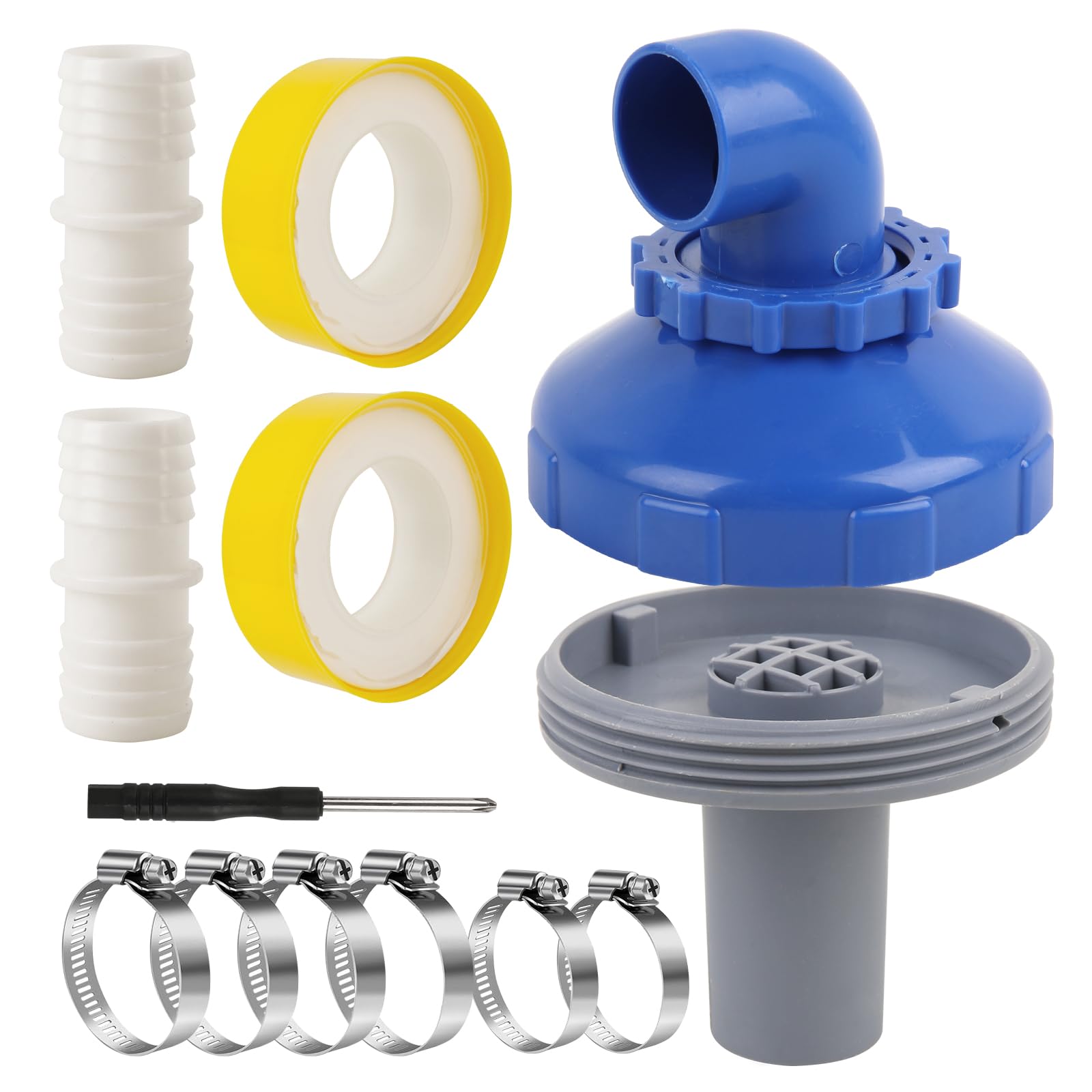 GEEKHOM Boquilla de entrada para piscina giratoria 360°, diámetro de 32 mm, para Intex Bestway, boquilla de salida para piscina de pared de acero, accesorios para piscina